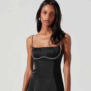 ASTR the label Aviana Mina Satin Rhinestone Trim Mini Dress - S